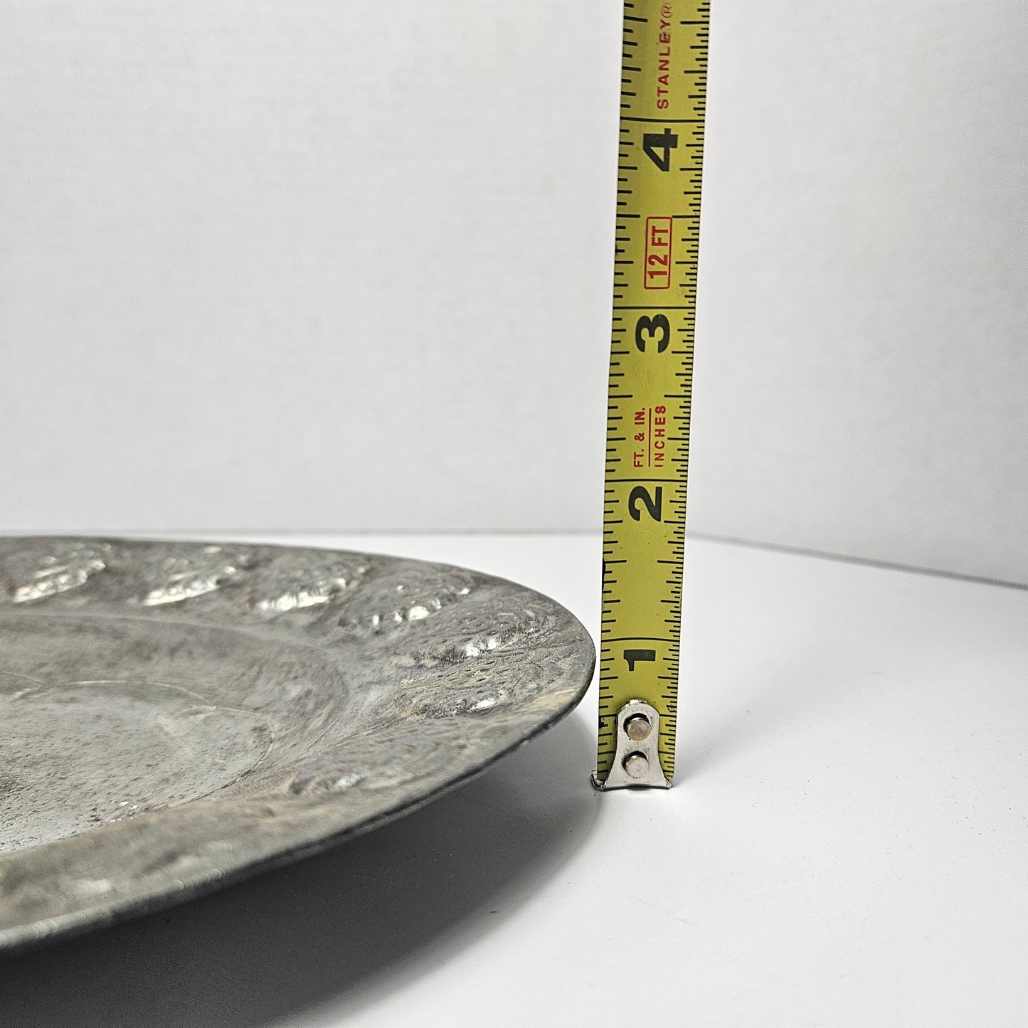 Metal Serving Platter Embossed Heart Border Oval