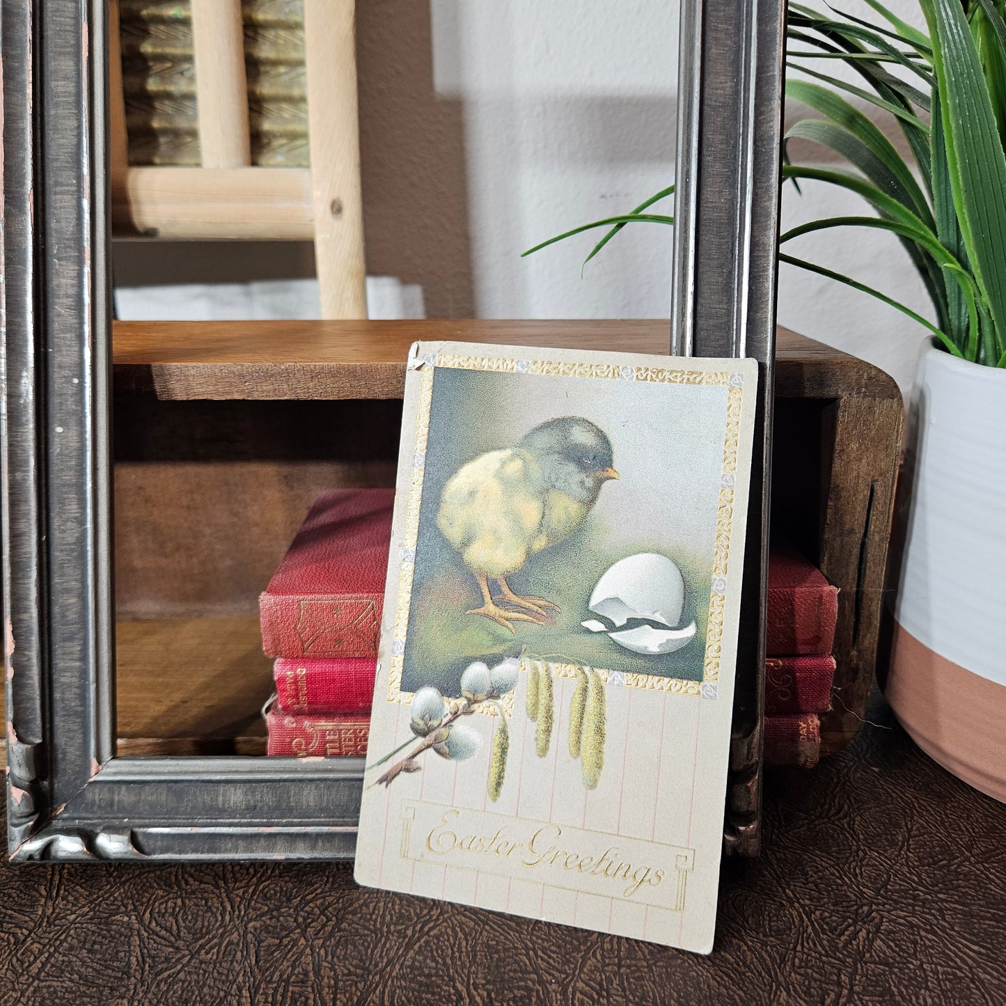 Antique Easter Postcard Chick Egg Embossed Vintage Greeting Card