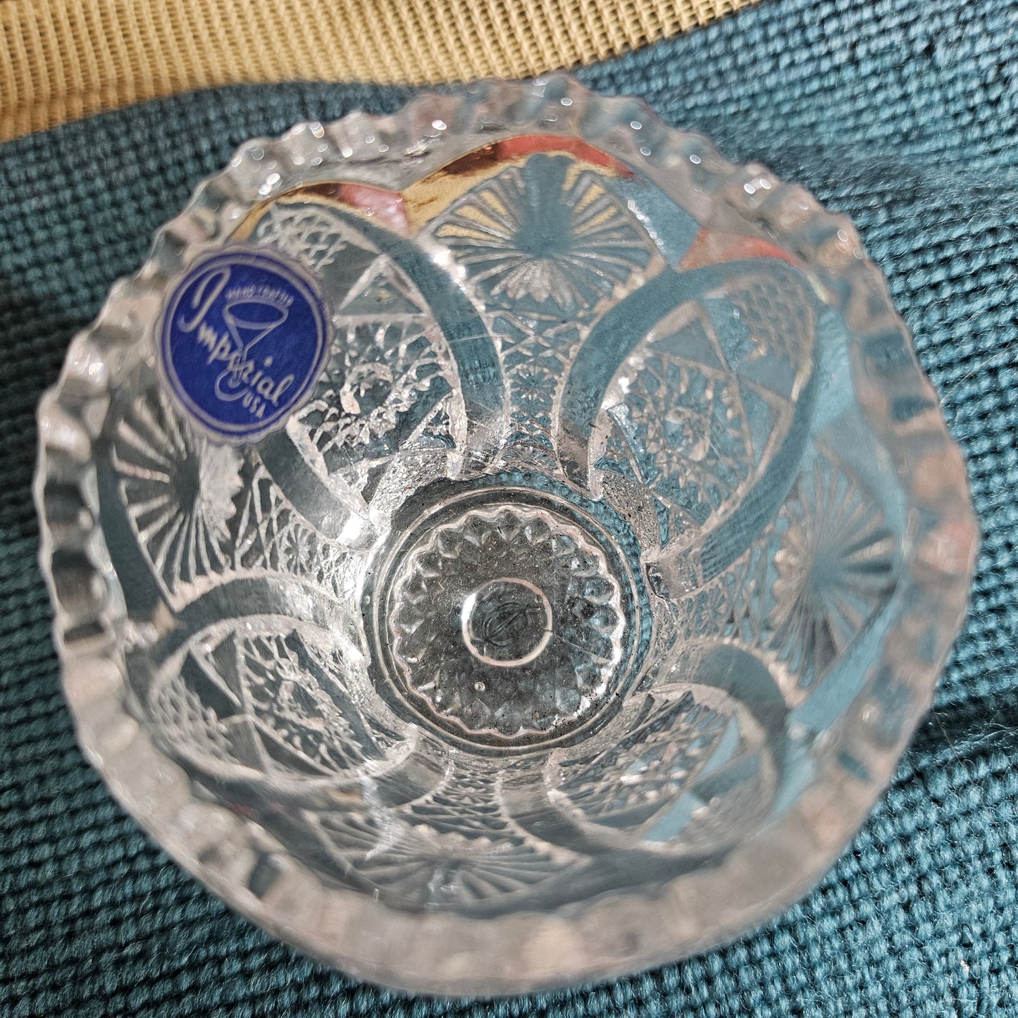 Imperial Glass Toothpick Holder Pressed Pattern