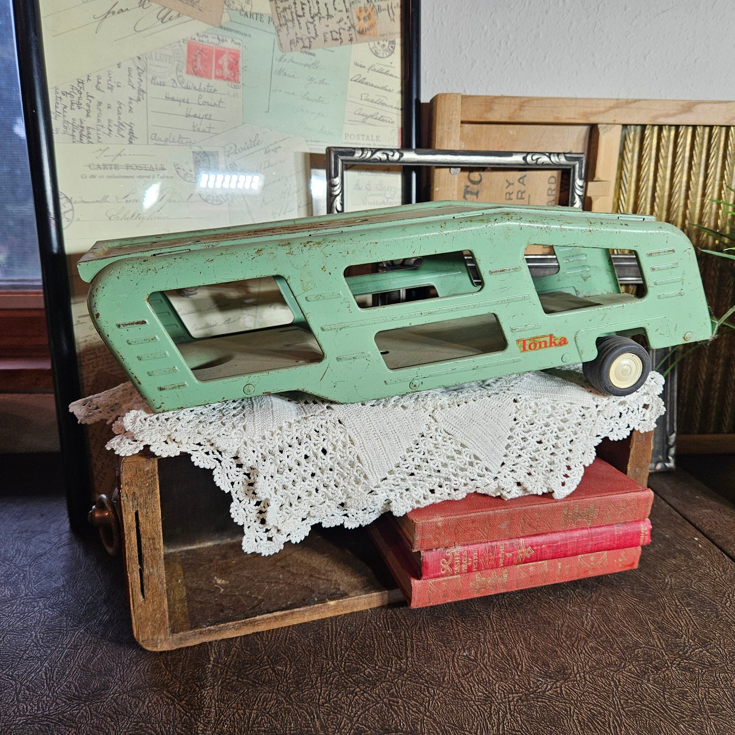 Vintage Tonka Car Carrier Trailer Pressed Steel