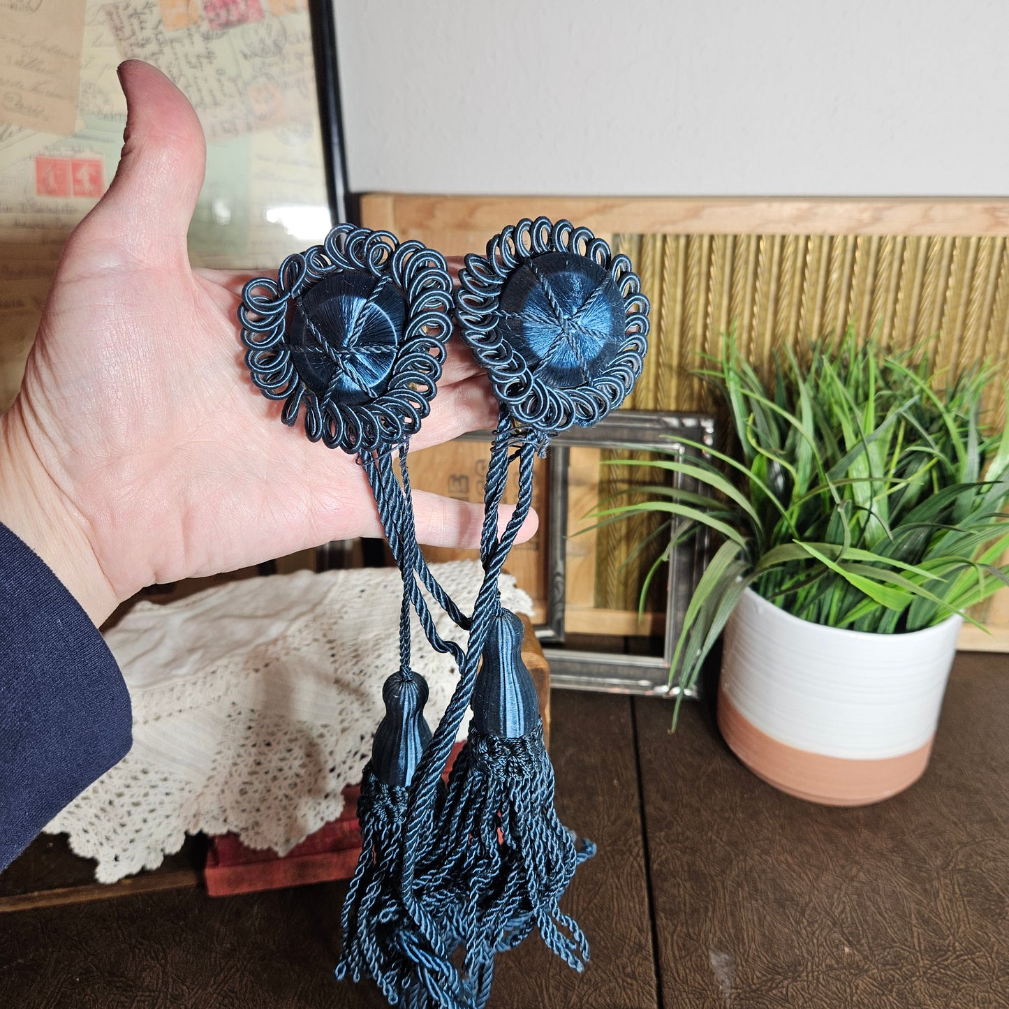 Blue Tassel Curtain Tiebacks Pair