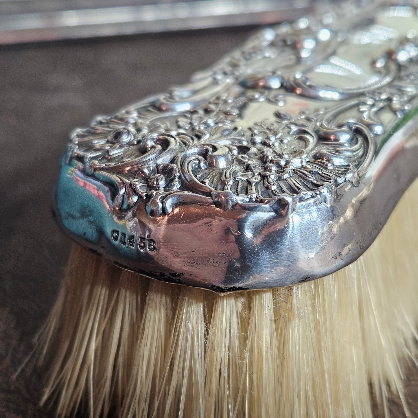 Sterling Silver Repousse Vanity Brush