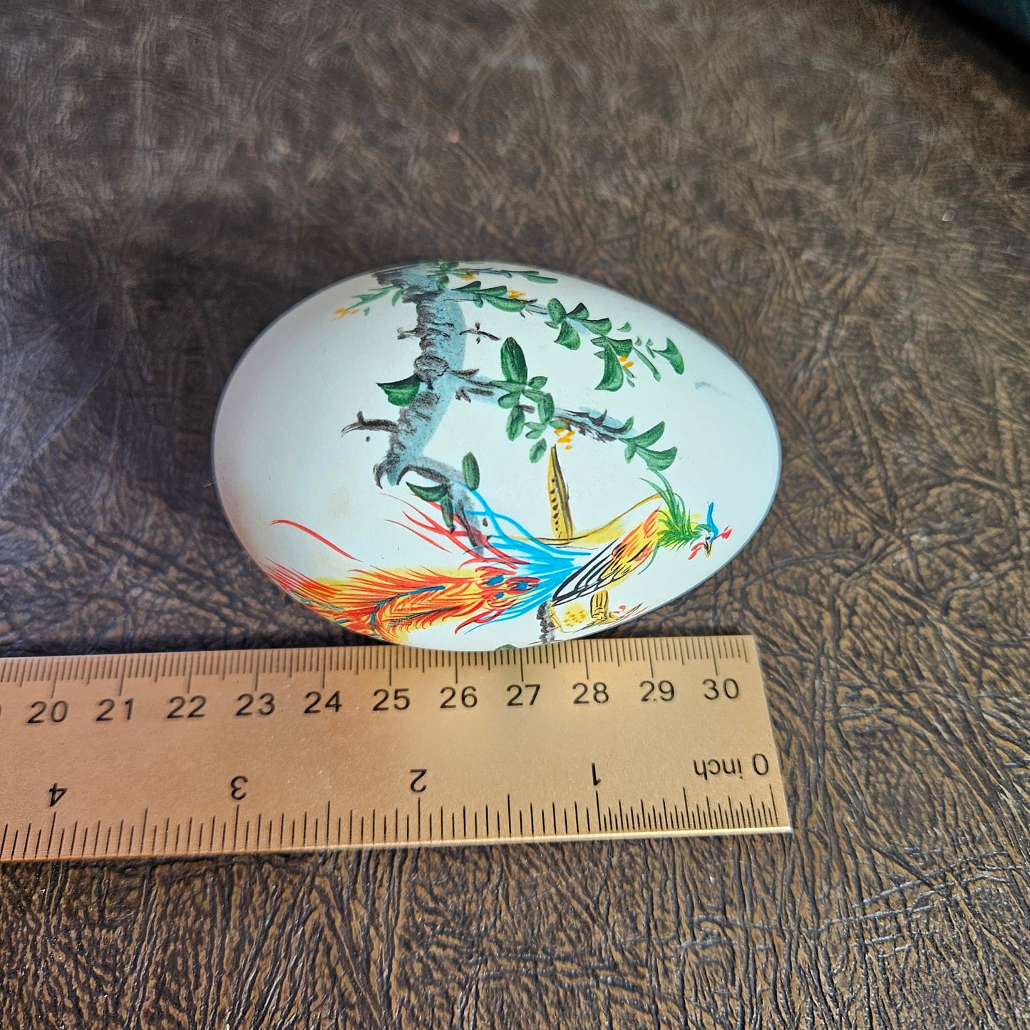 Hand Painted Decorative Egg with Bird Motif