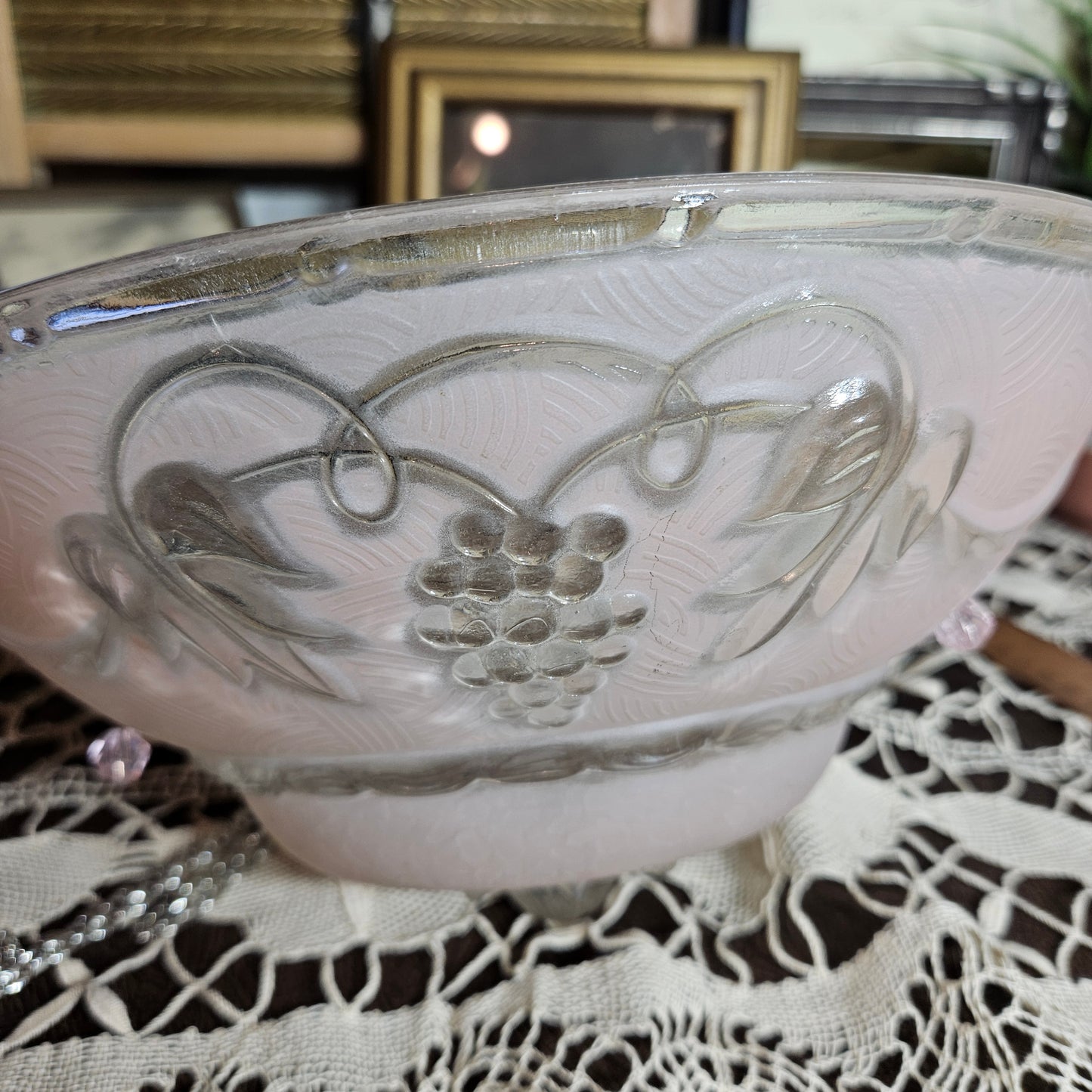 Hanging Glass Candle Holder with Grape Design