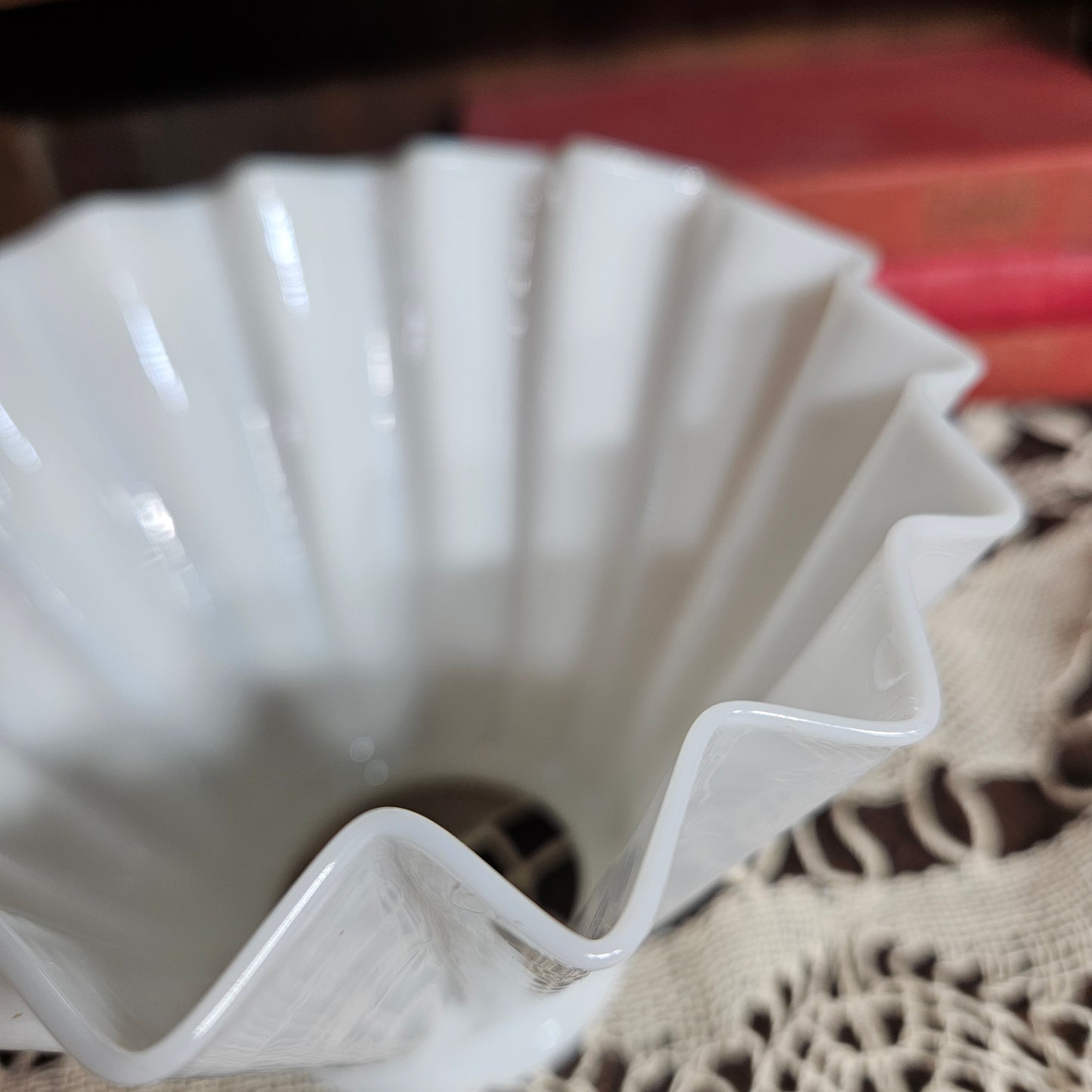 Vintage White Milk Glass Pleated Lamp Shade
