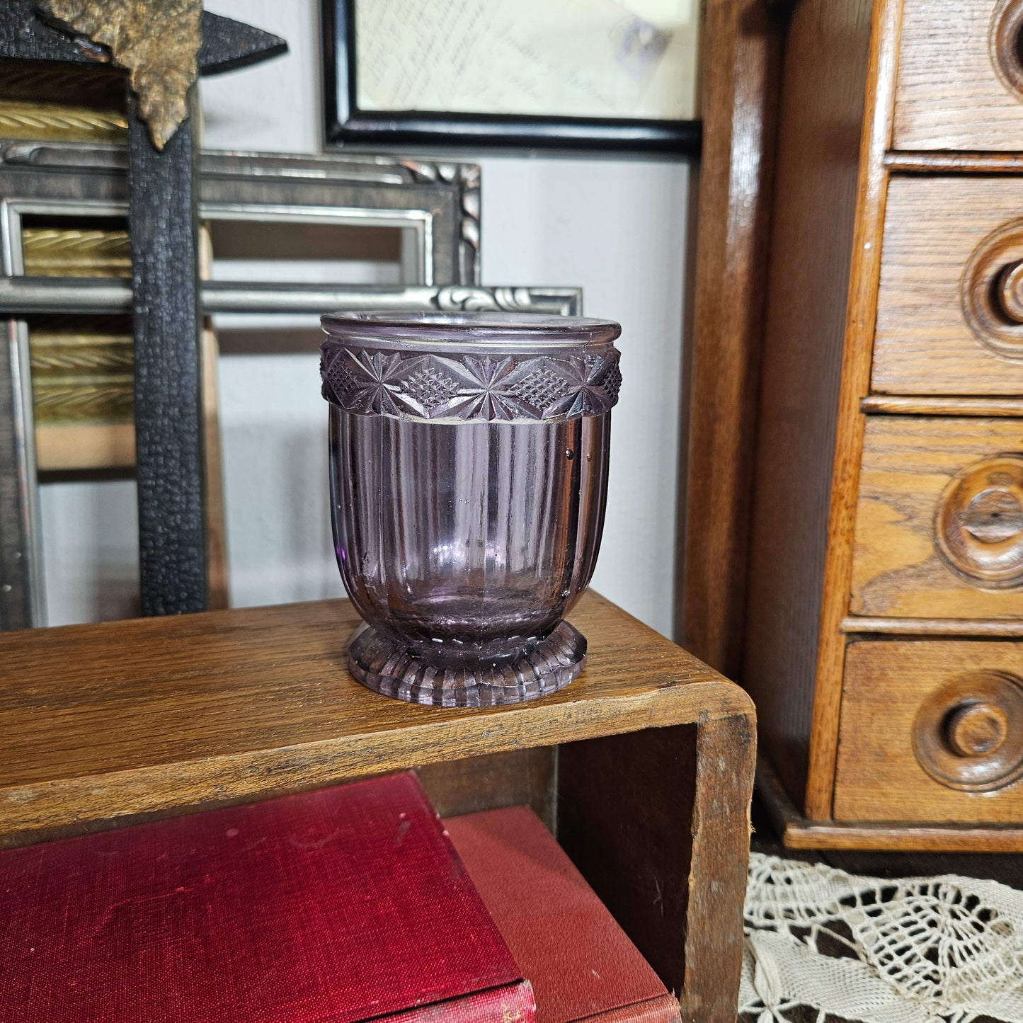 Vintage Amethyst Glass Toothpick Holder