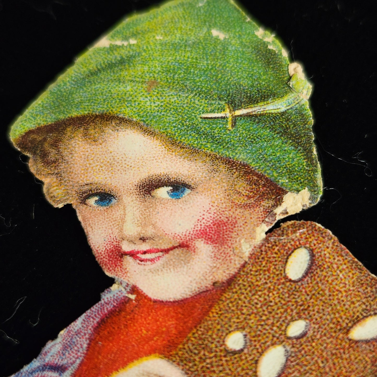 Victorian Child Market Basket Die Cut Scrap