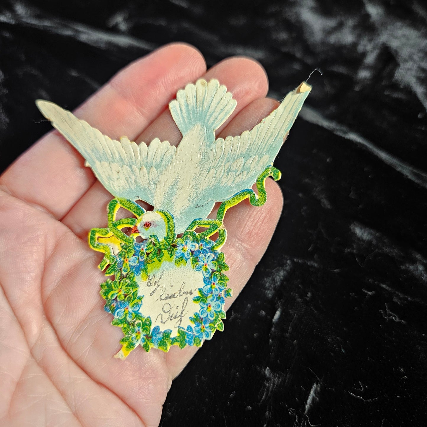Victorian Dove Wreath Die Cut Scrap