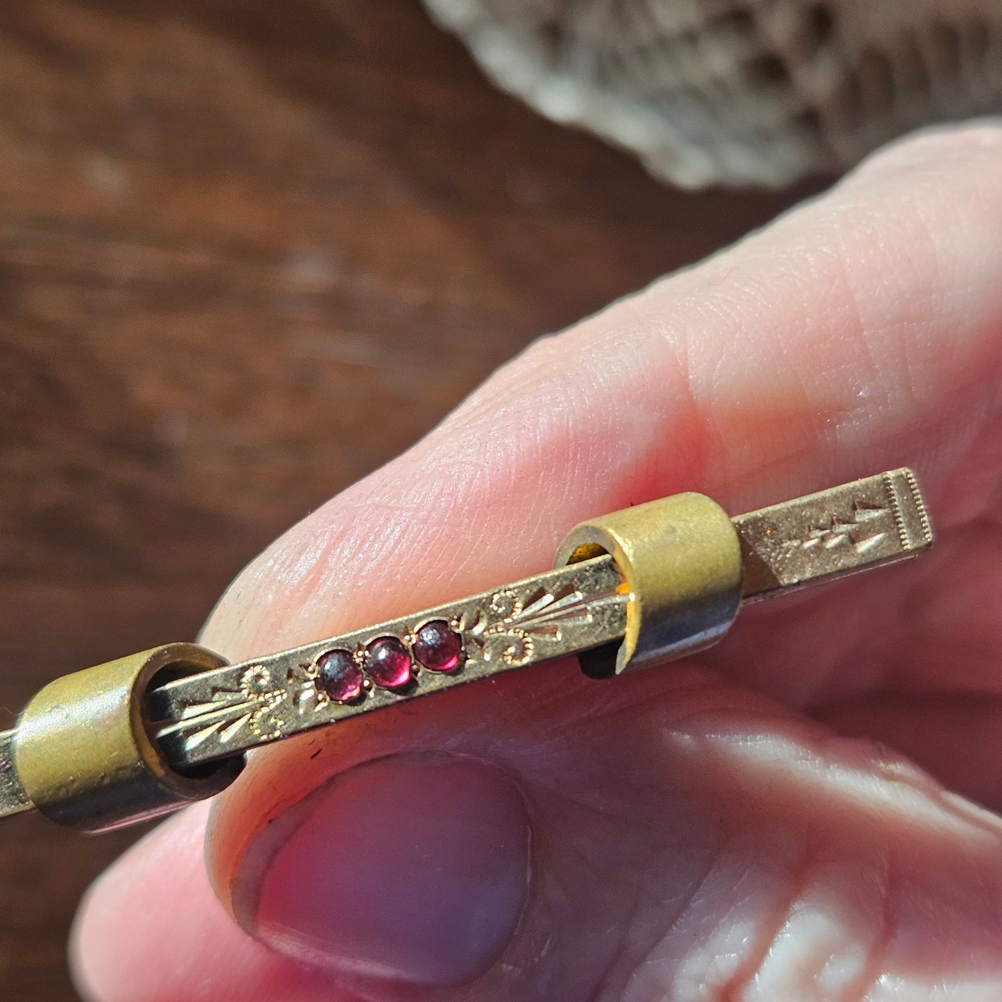 Red Stone Sliding Bar Brooch