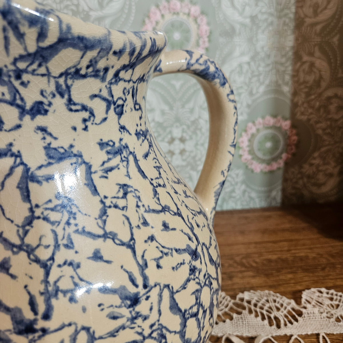 Robinson Ransbottom Blue Spongeware Pitcher Basin Set
