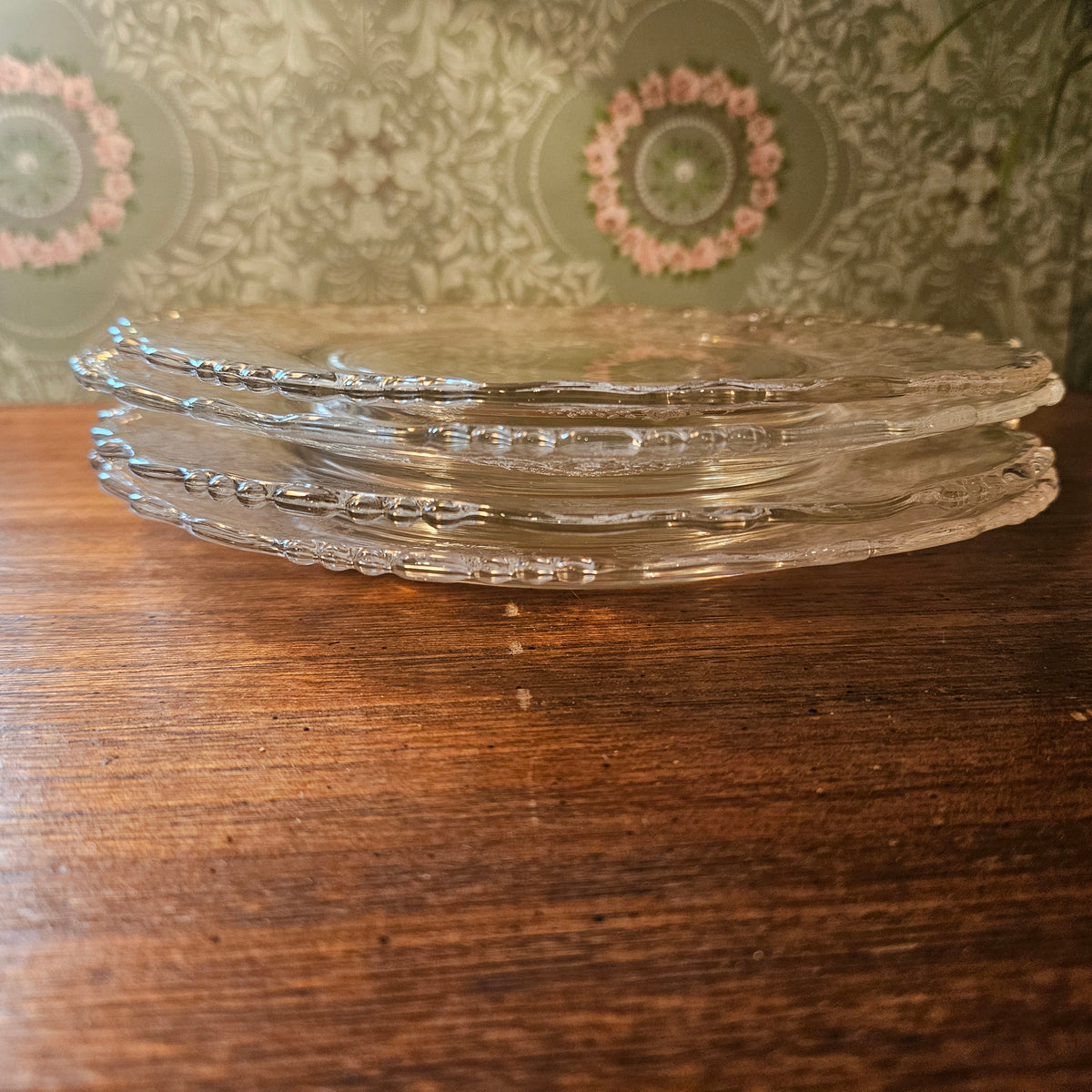 Tiffin Glass Cherokee Rose Etched Plate, 8 Inch