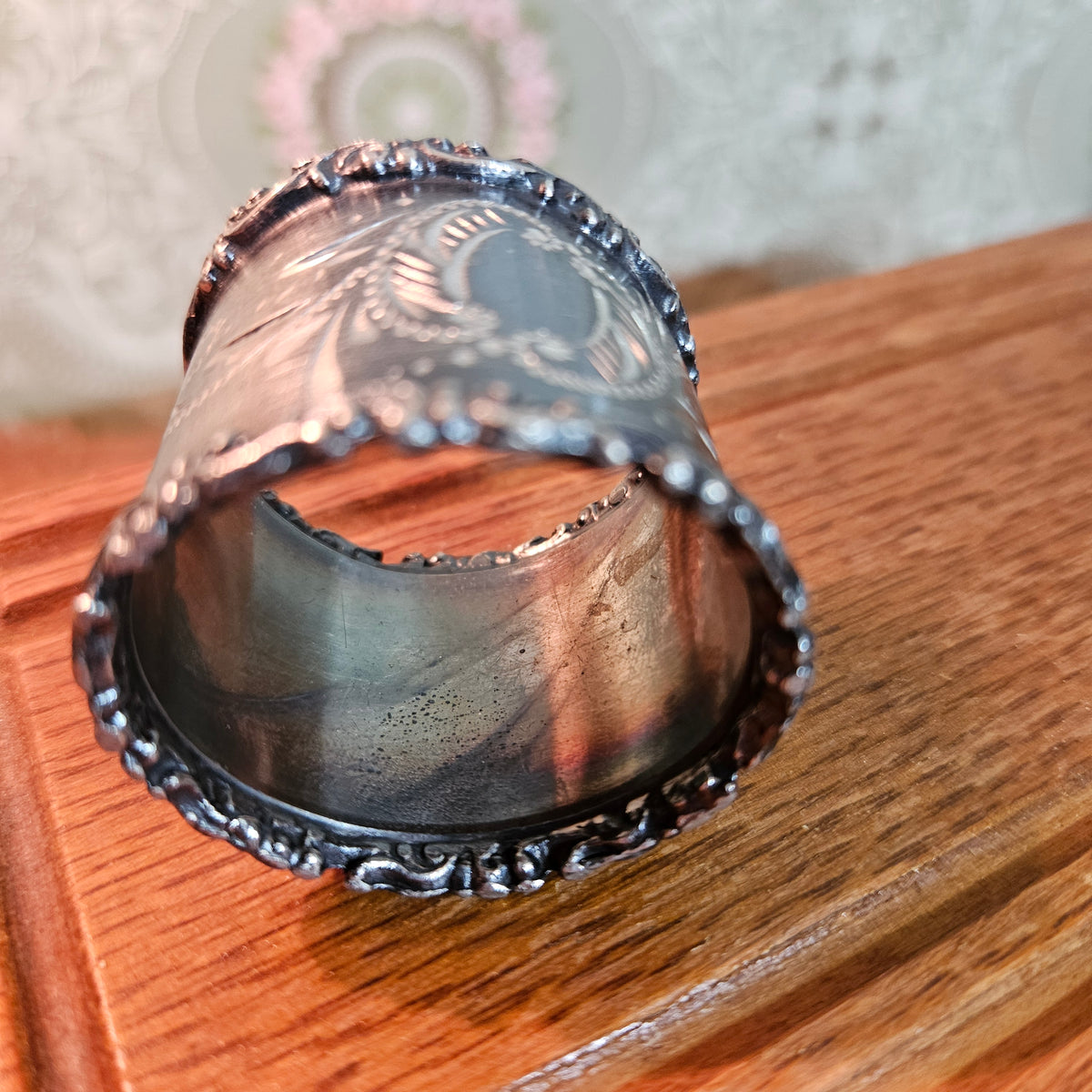 Vintage Ornate Engraved Silver-Tone Napkin Ring
