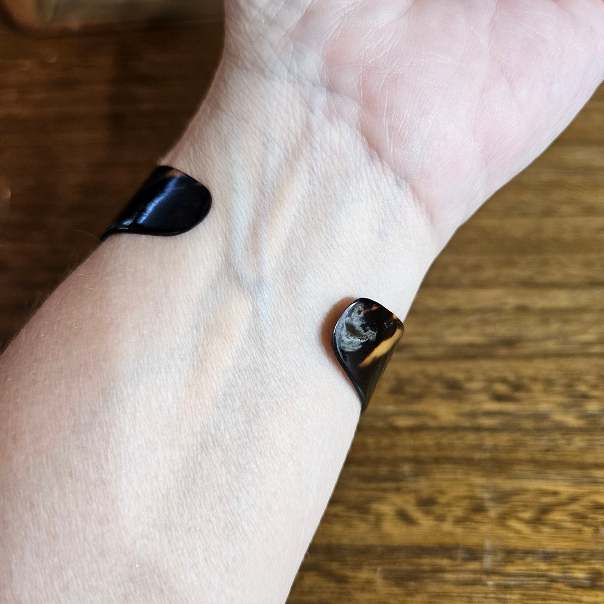 Tortoiseshell Look Wide Cuff Bracelet