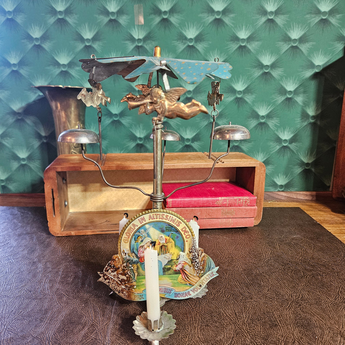 Working Vintage Angel Chime Christmas Candle Carousel