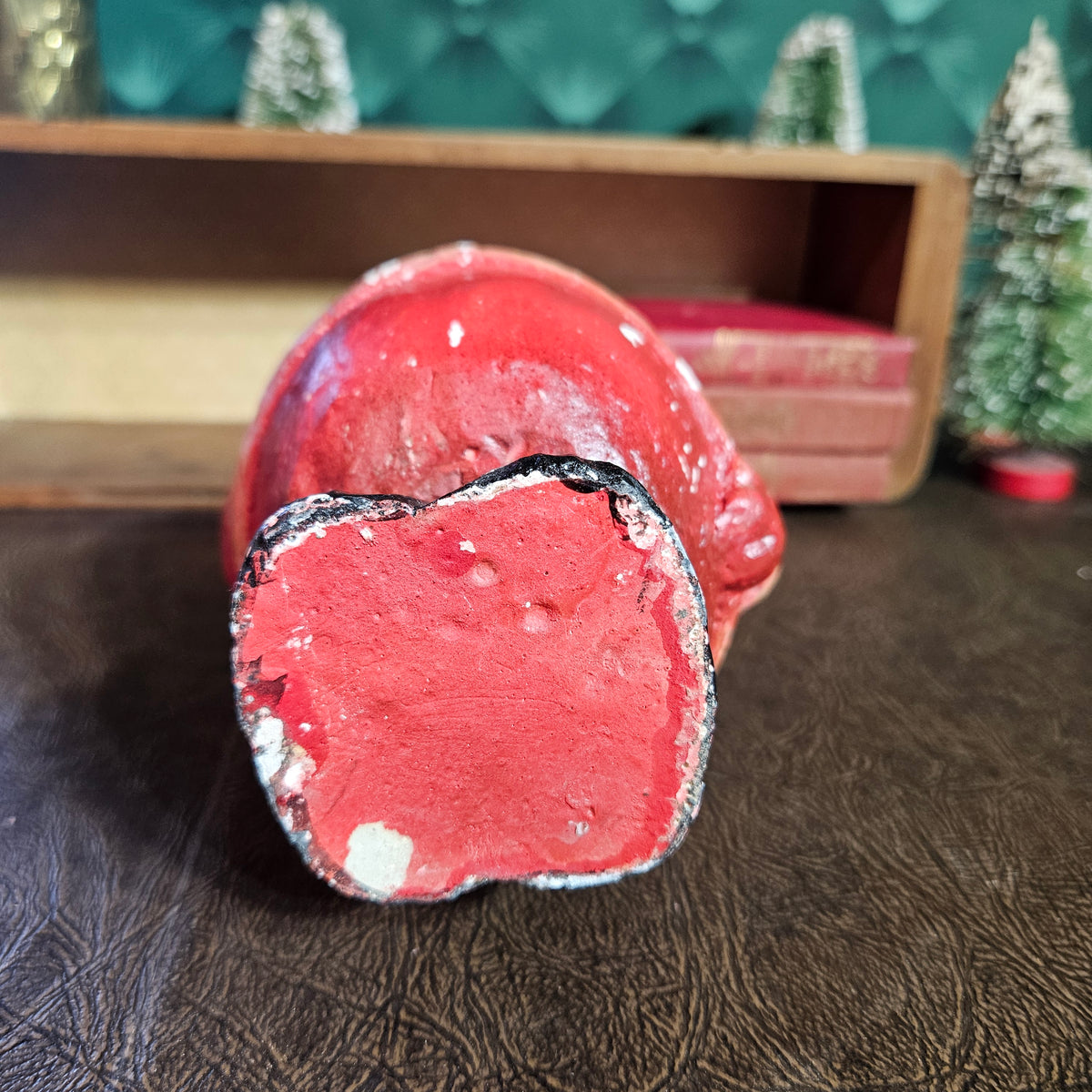 Vintage Roly-Poly Santa Figure with Green Cap Detail