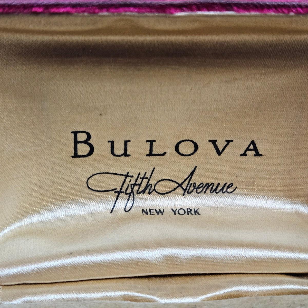 Vintage Bulova Fifth Avenue Pink Velvet Watch Jewelry Box