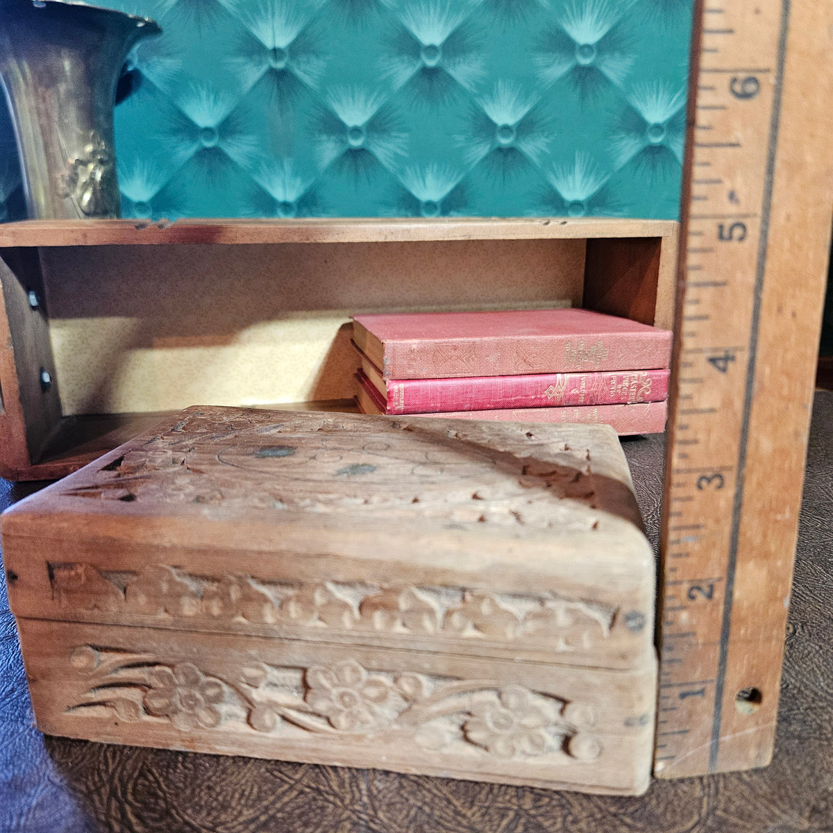 Vintage Hand Carved Wooden Box Made in India