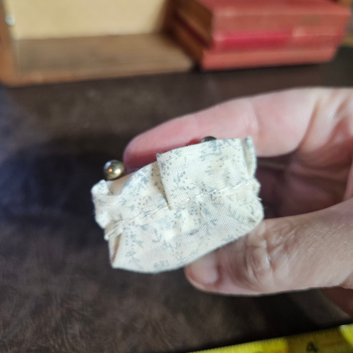 Vintage Dollhouse Upholstered Ottoman Miniature Footstool