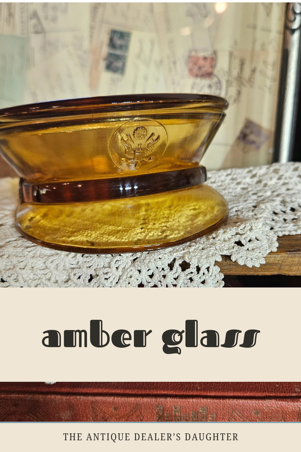 Amber Glass Military Cap Dish