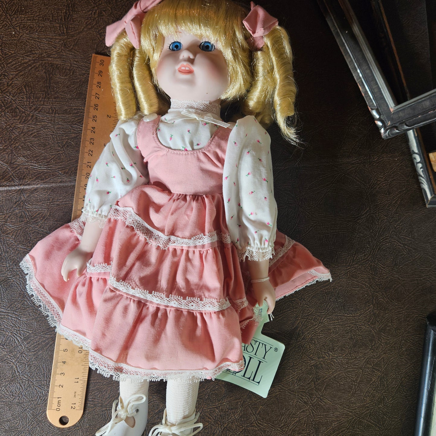 Gerri blonde vintage doll in pink outfit