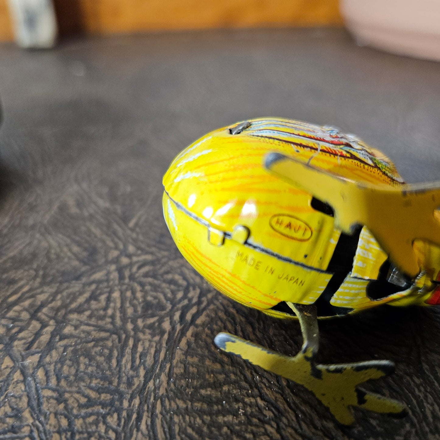 Vintage Tin Wind Up Chick Toy Yellow Mechanical Bird