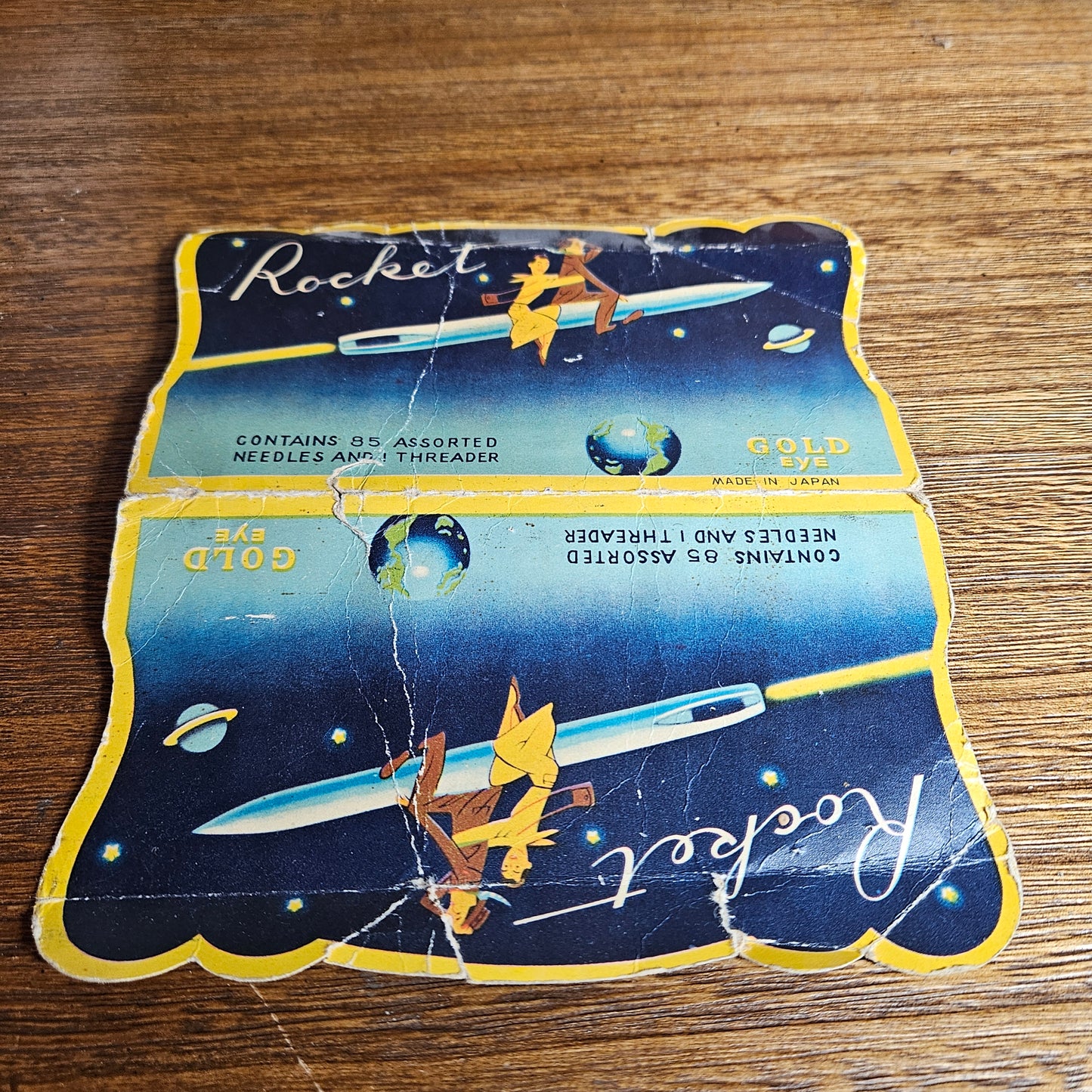 Vintage Rocket Needle Book Gold Eye Japan Sewing Kit