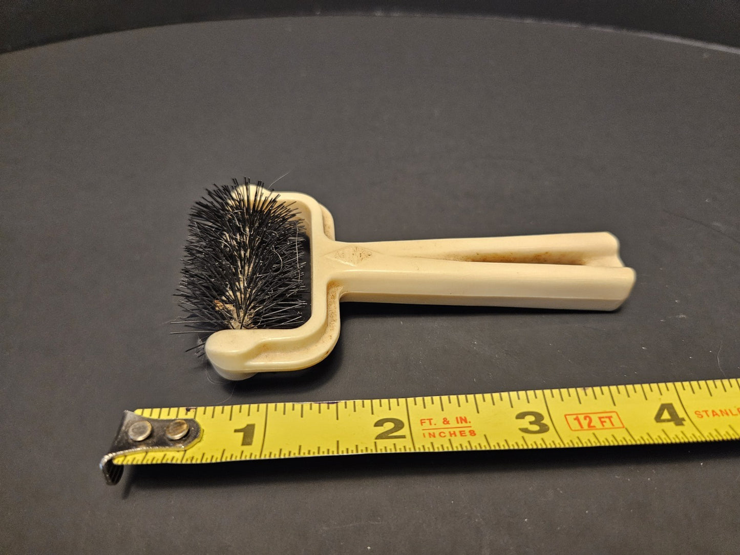 Ivory Plastic Collectible Brush with Black Bristles