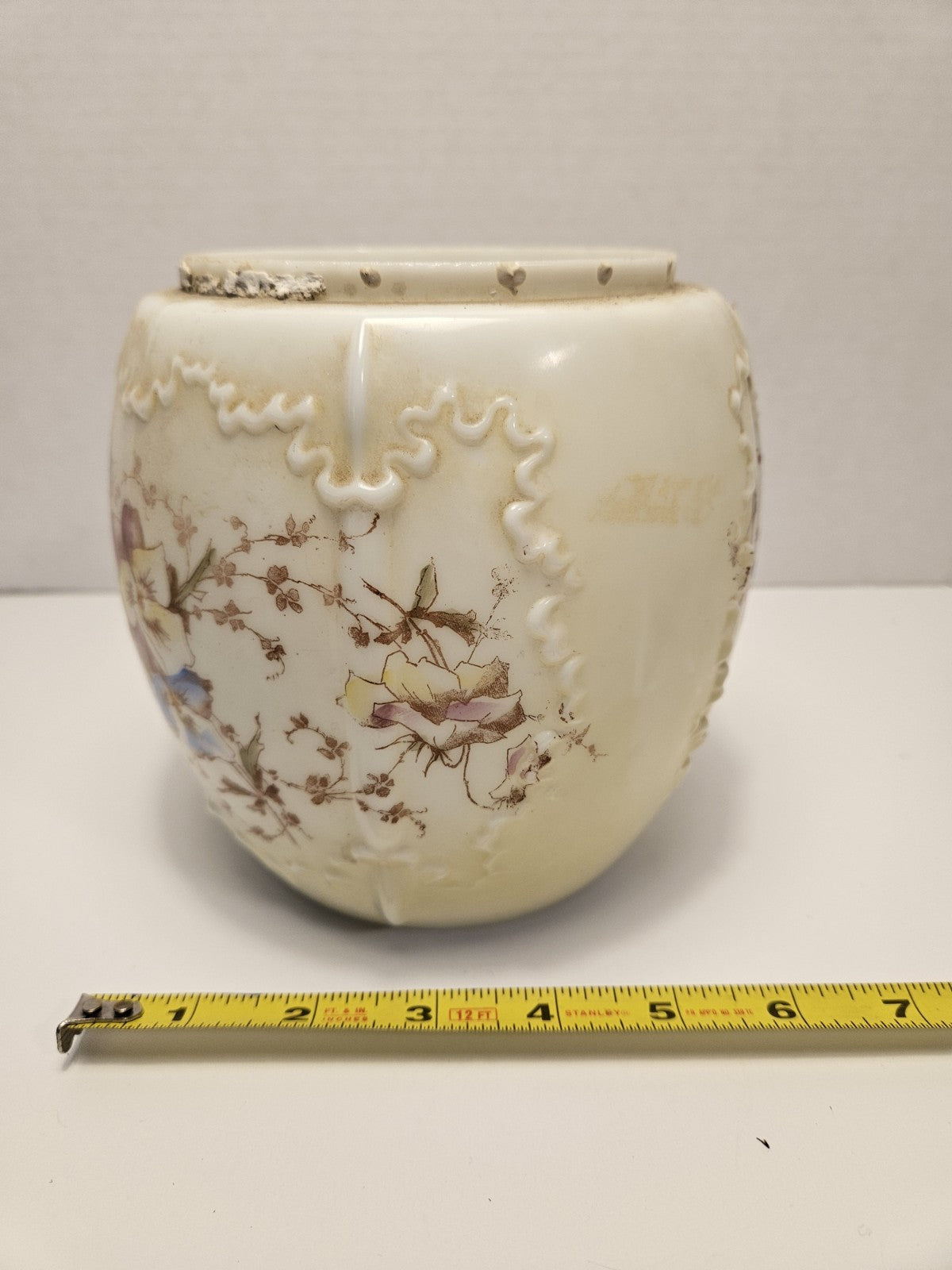 Floral Embossed Glass Vase