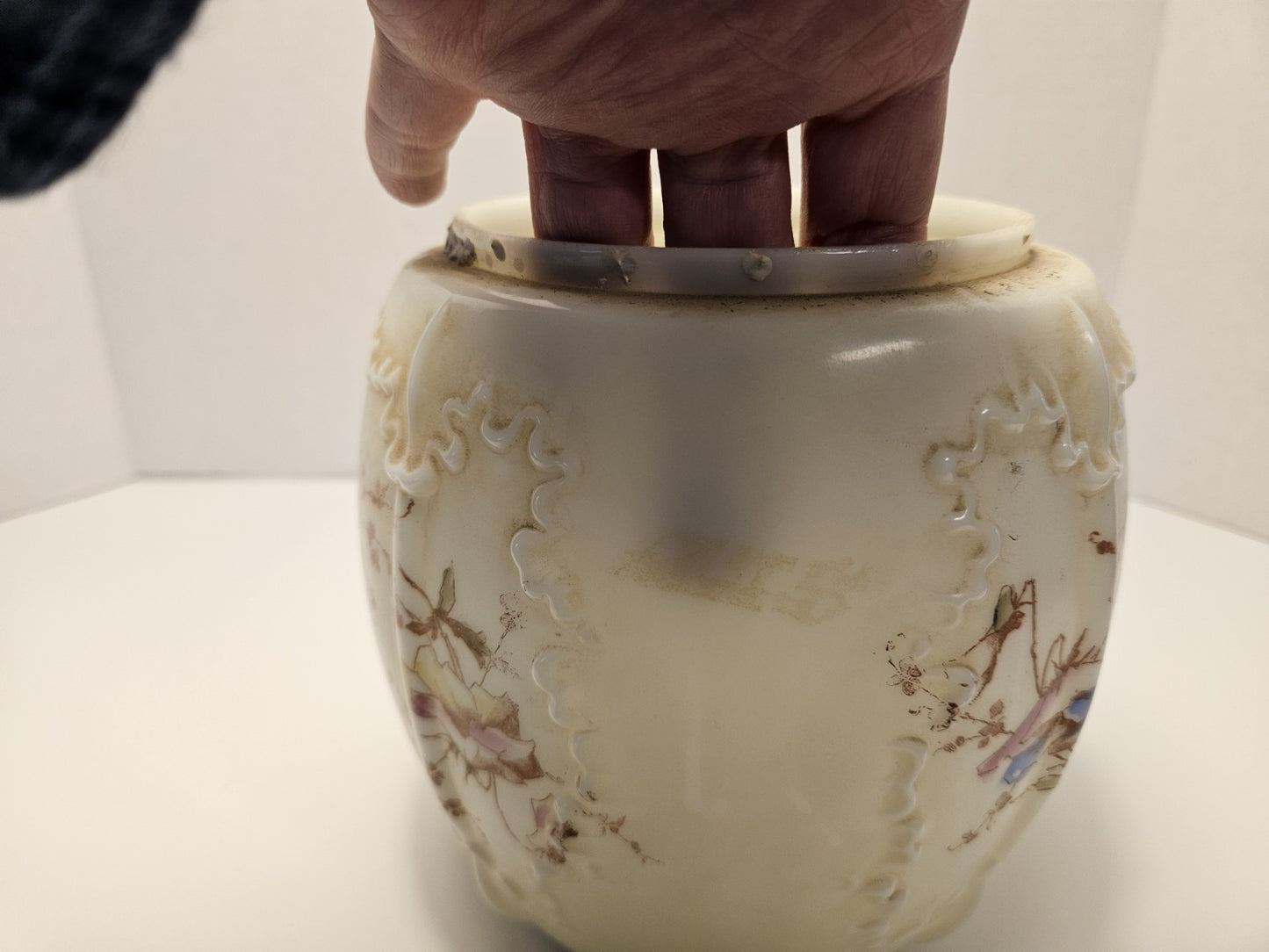 Floral Embossed Glass Vase