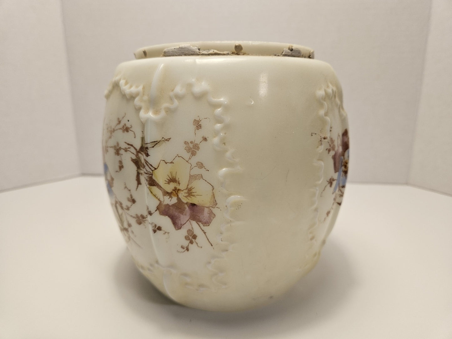 Floral Embossed Glass Vase