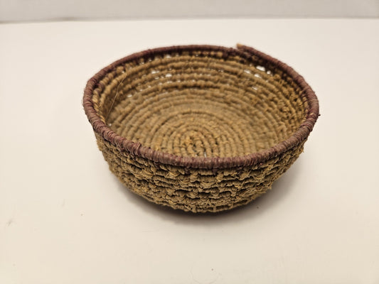 Handwoven Small Round Natural Fiber Storage Basket Bohemian 5" x 2"