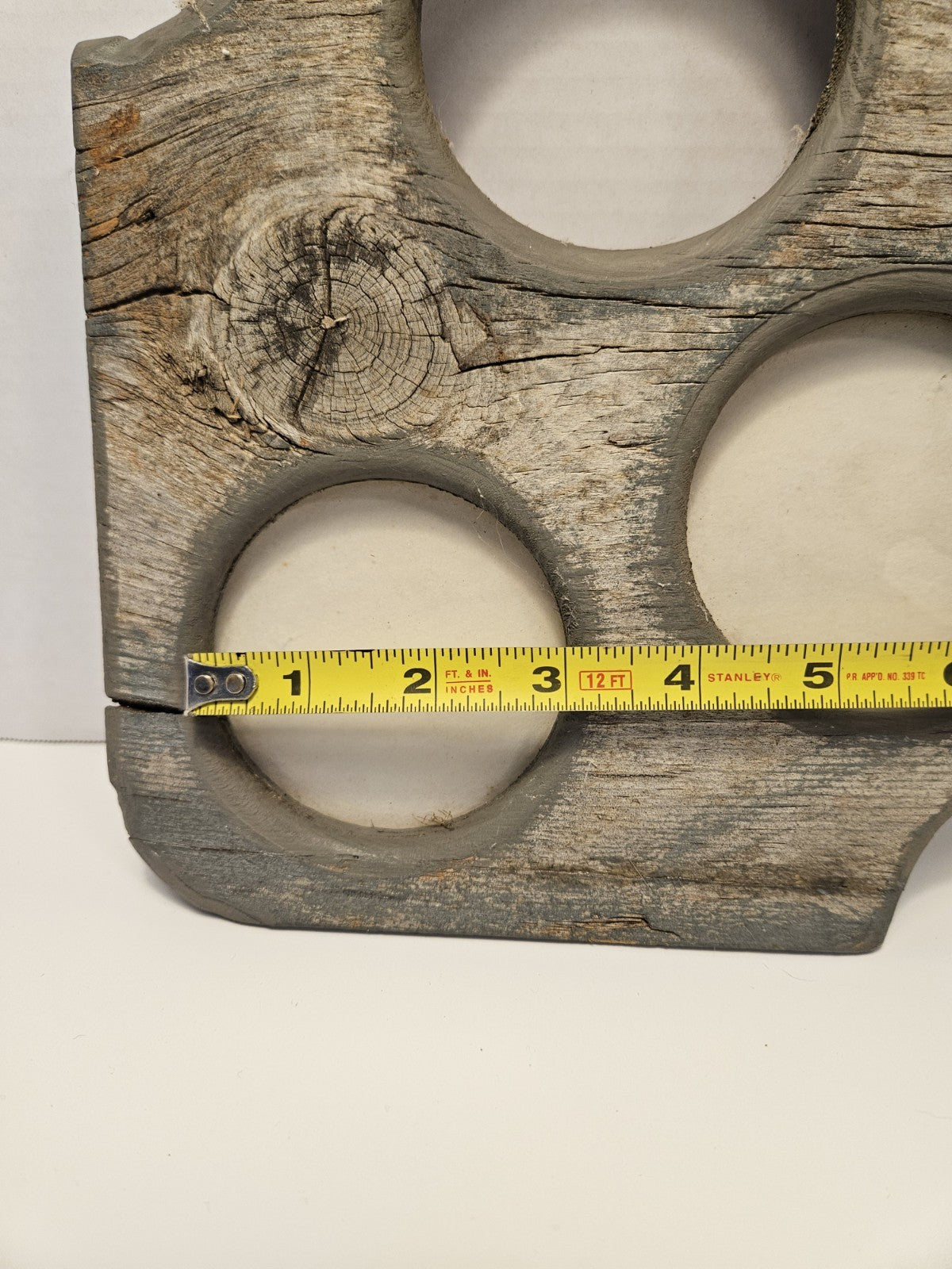 Rustic Handmade Wood Candle Holder or frame, 3 Slots, Gray Brown