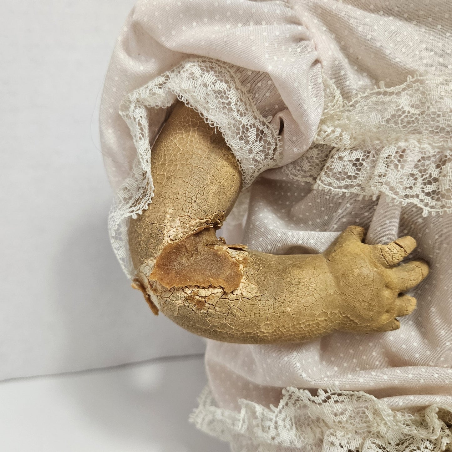 Antique Composition Baby Doll 24” Vintage w Bonnet Dress – Repair or Display
