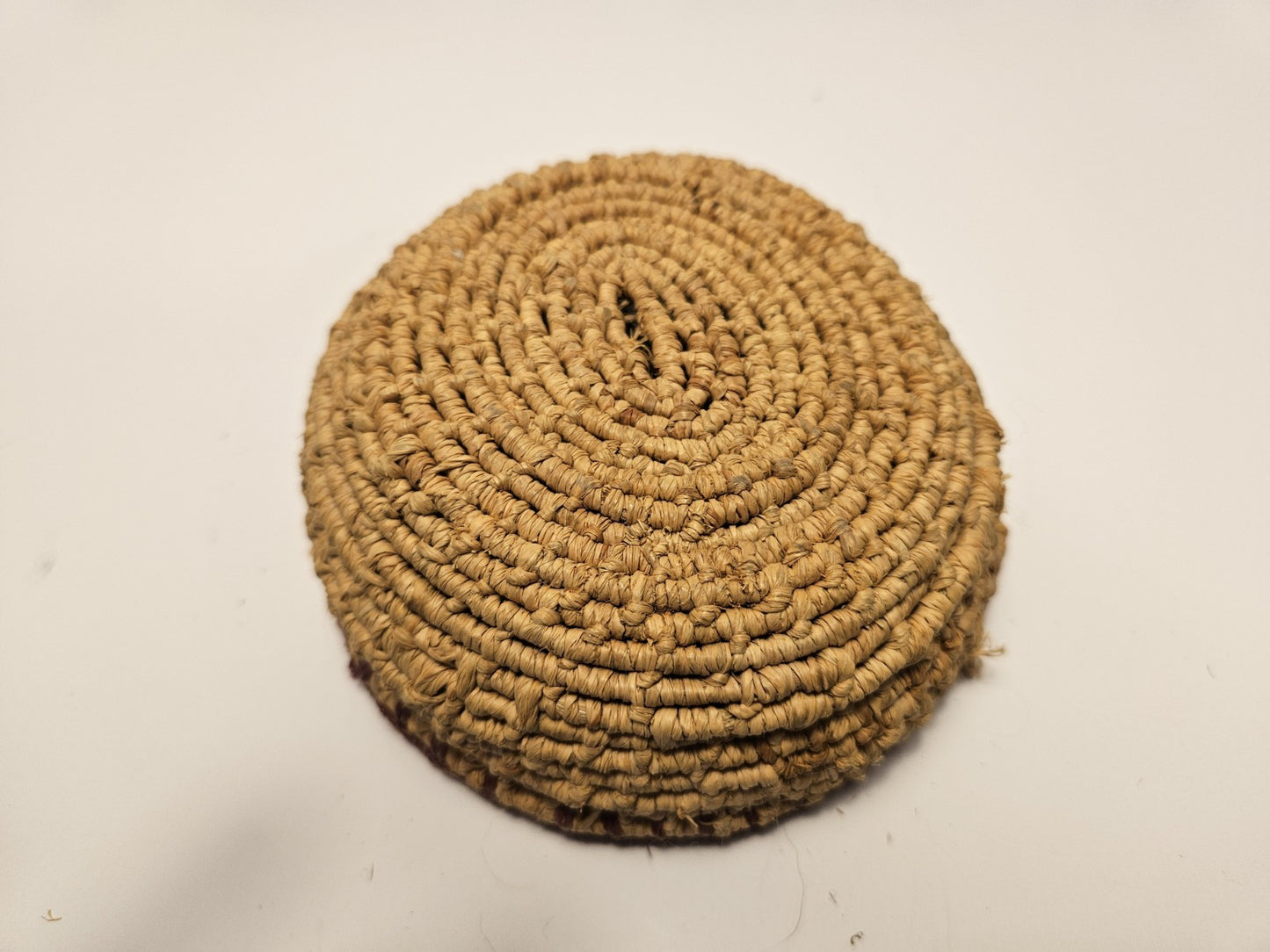 Handwoven Small Round Natural Fiber Storage Basket Bohemian 5" x 2"