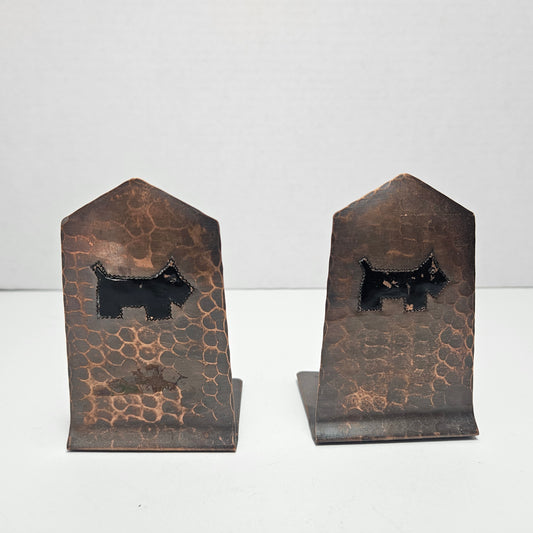 Vintage Scotty Dog Copper Bookends Pair Mid Century Decor
