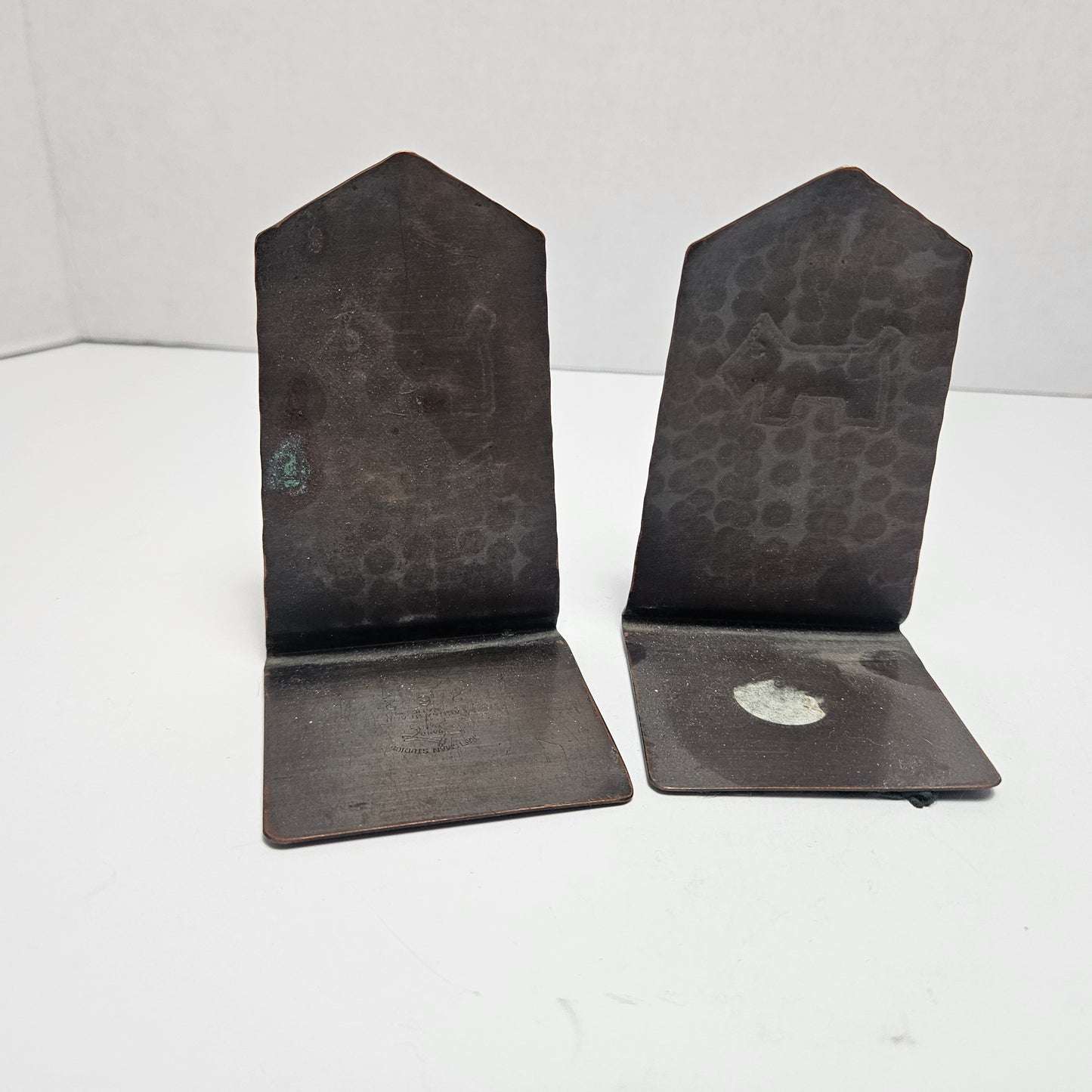 Vintage Scotty Dog Copper Bookends Pair Mid Century Decor
