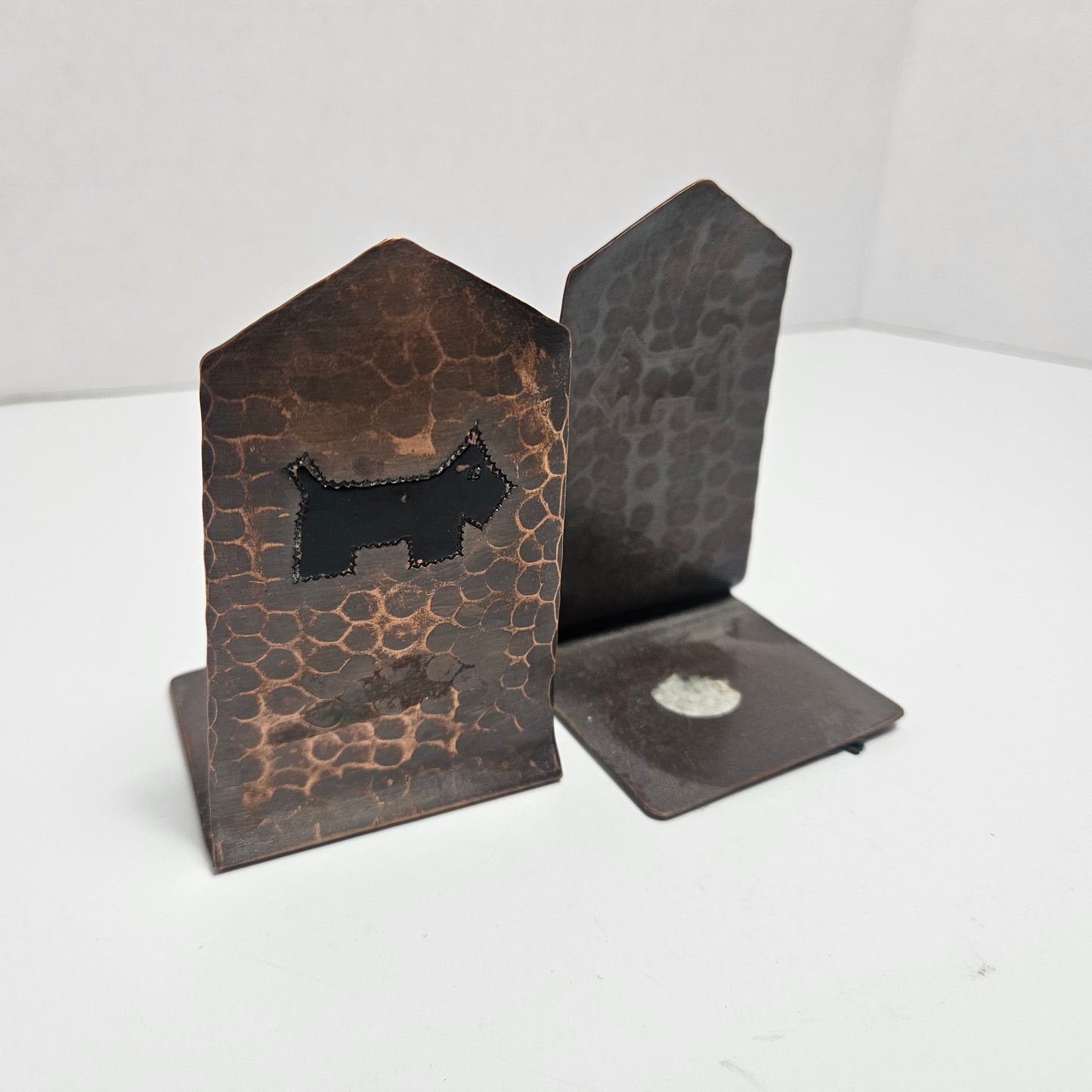 Vintage Scotty Dog Copper Bookends Pair Mid Century Decor