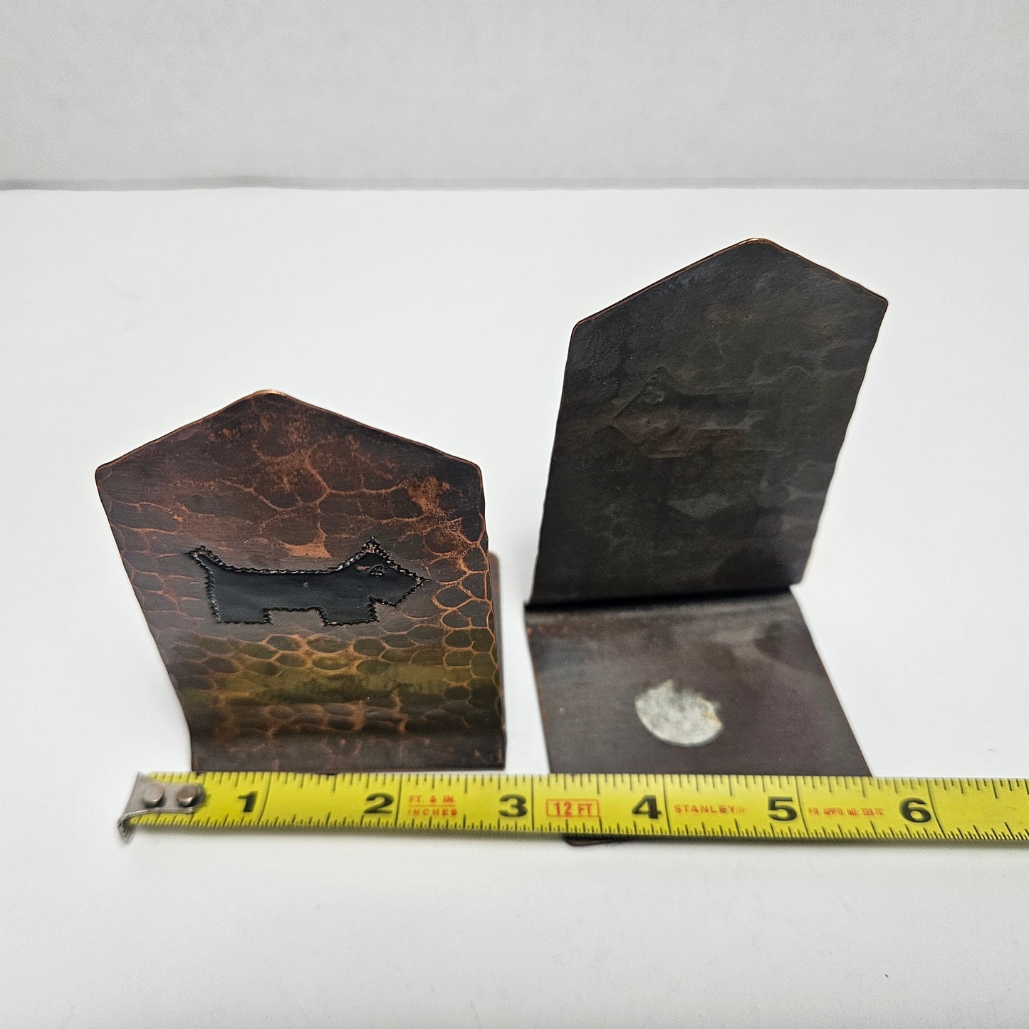 Vintage Scotty Dog Copper Bookends Pair Mid Century Decor