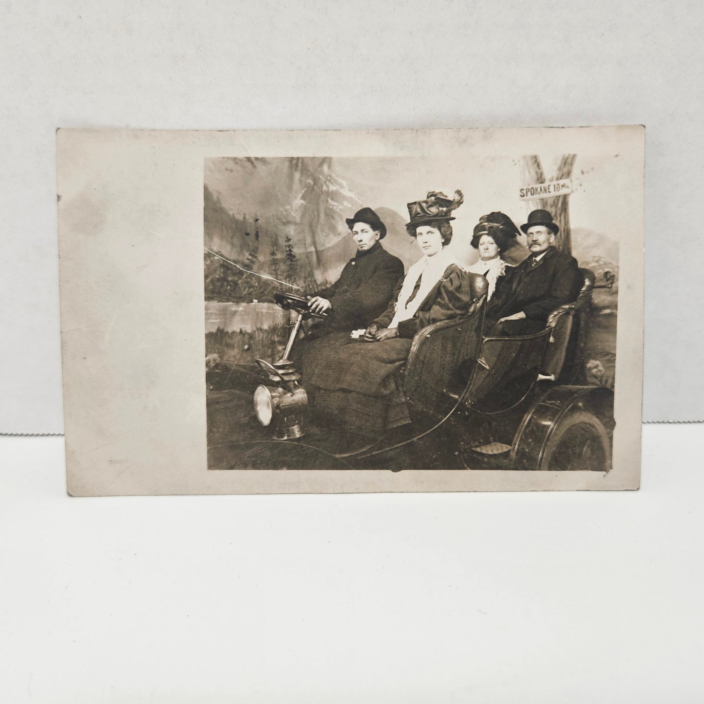Antique RPPC Spokane Early Automobile Car Photo Postcard