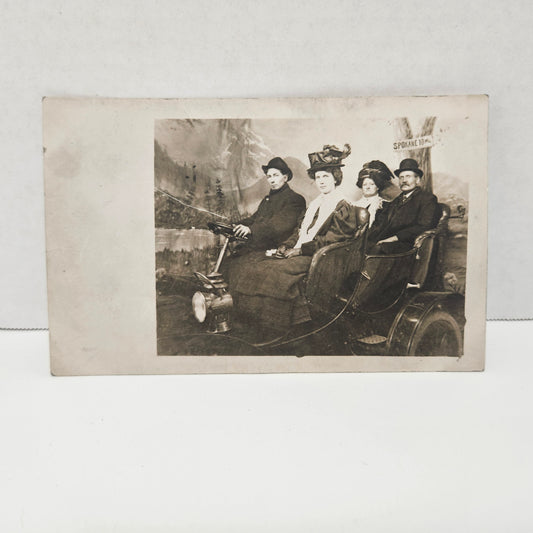 Antique RPPC Spokane Early Automobile Car Photo Postcard