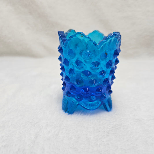 Vintage Blue Hobnail Glass Toothpick Holder