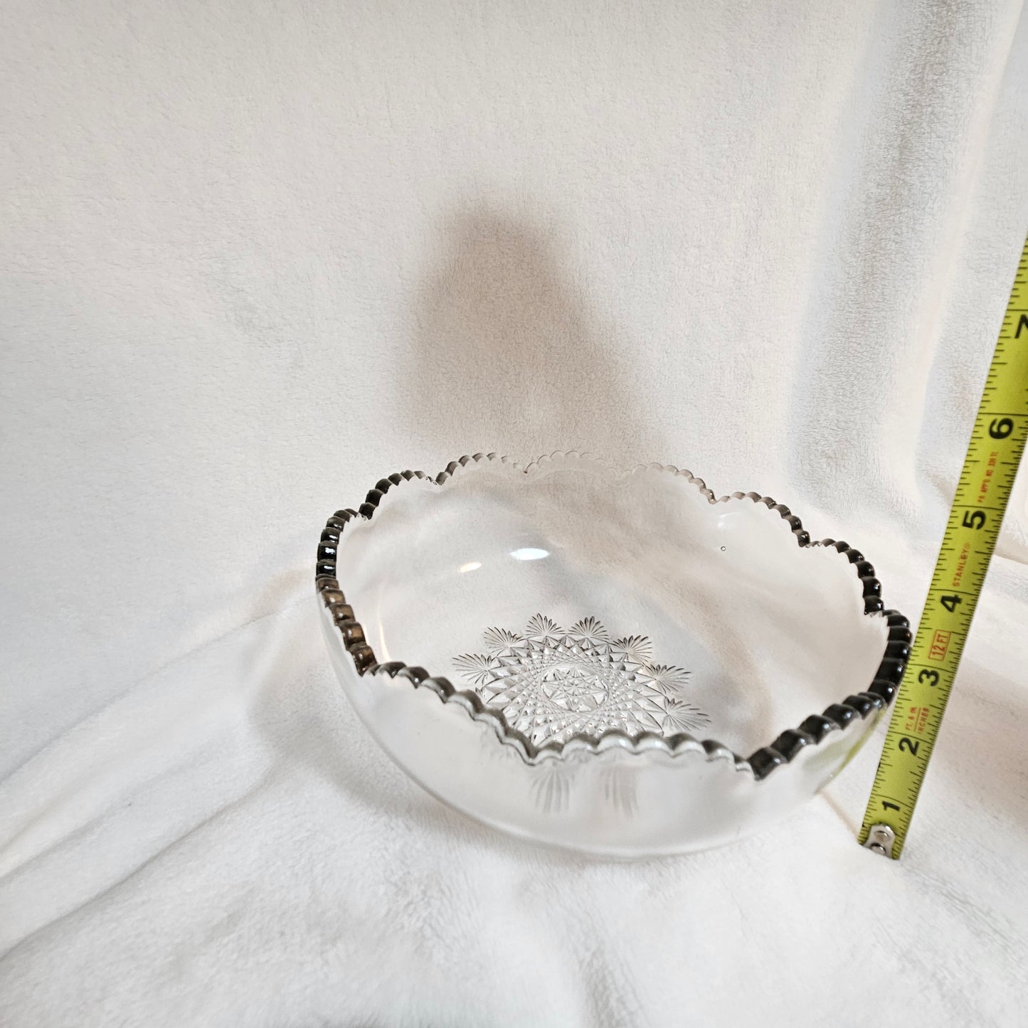 Vintage Pressed Glass Bowl Scalloped Edge