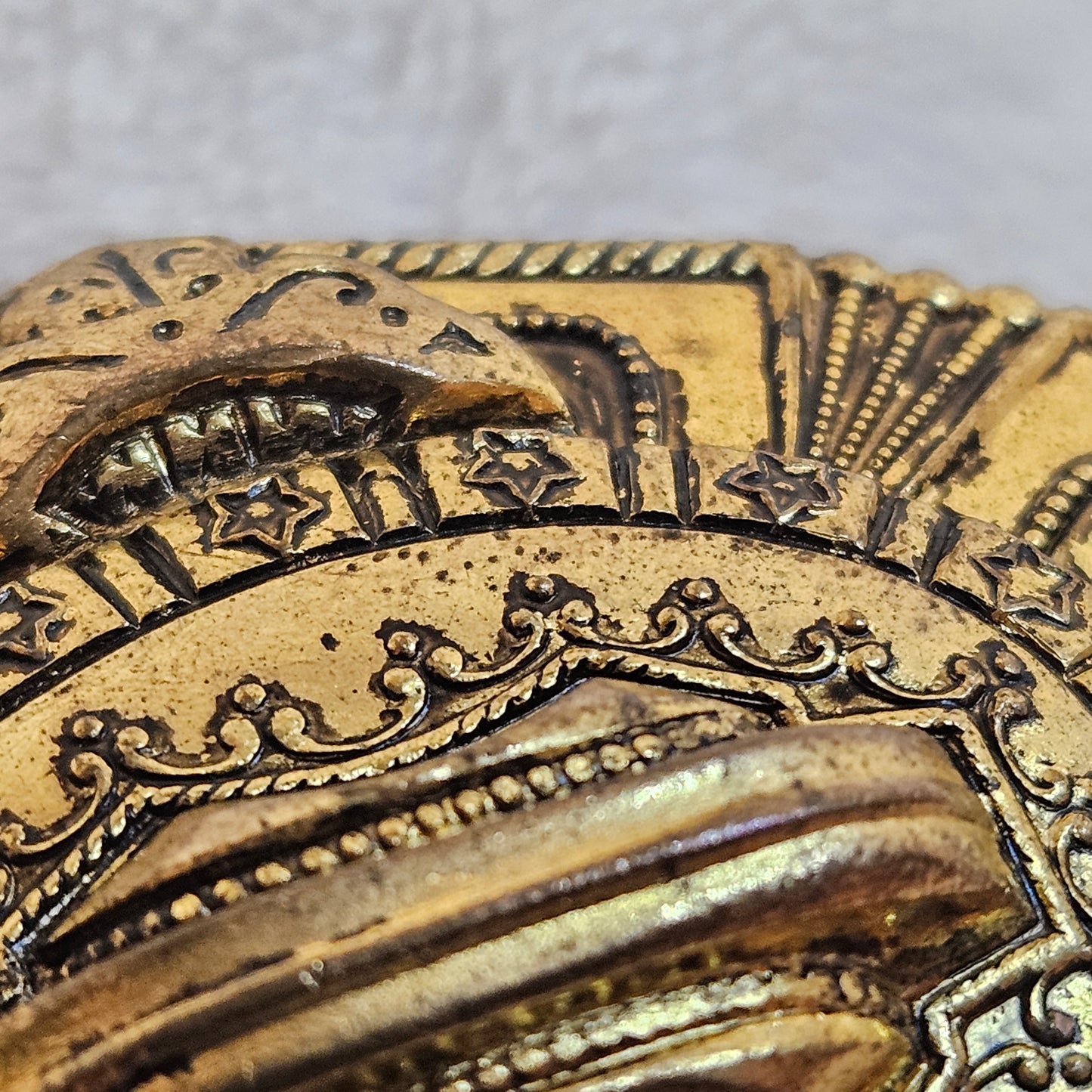 Gold Tone Brooch Art Deco Revival Ornate Pin