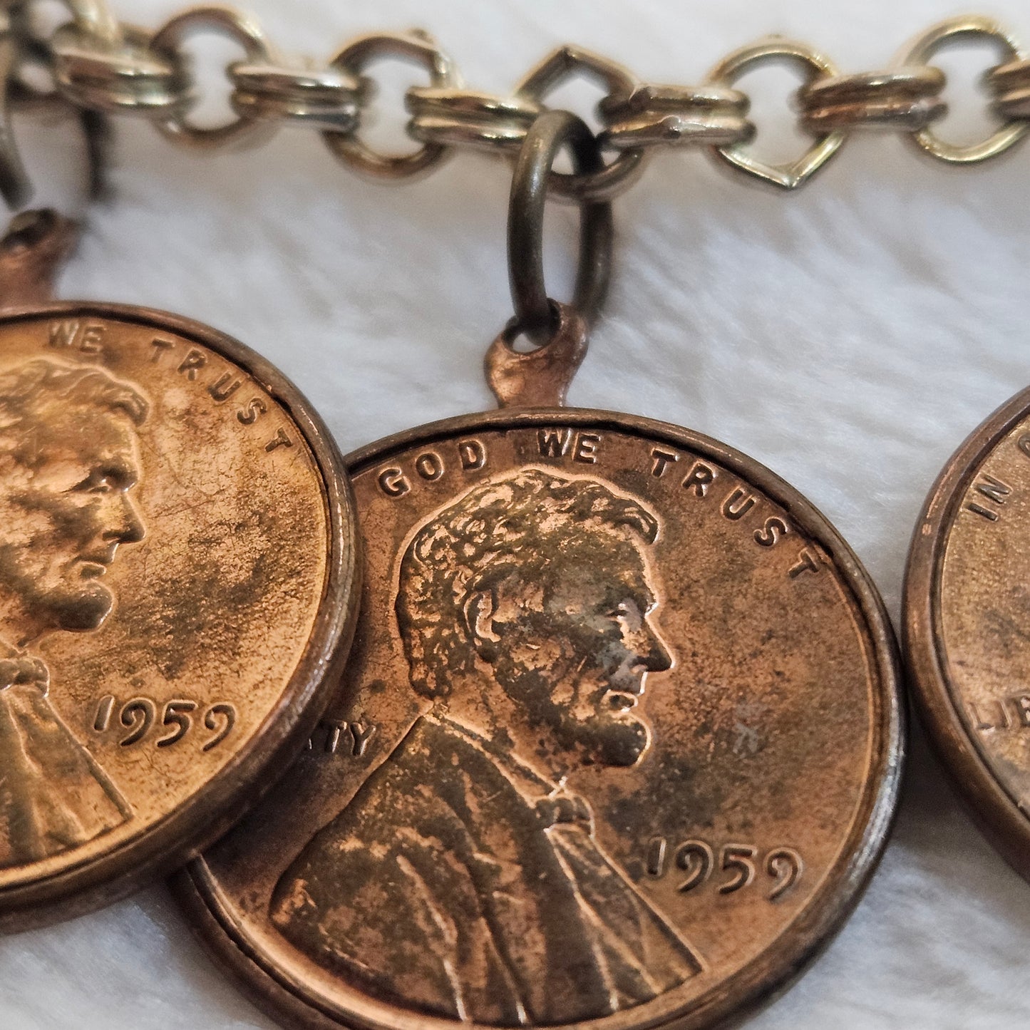 Penny Charm Bracelet Lincoln Coin Jewelry Retro