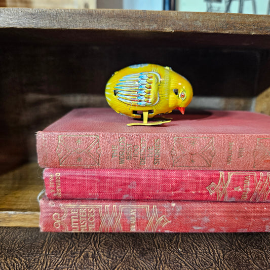 Vintage Tin Wind Up Chick Toy Yellow Mechanical Bird