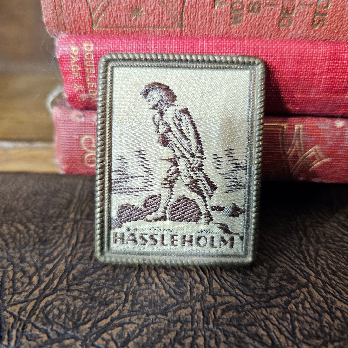 Vintage Hassleholm Embroidered Pin Scandinavian Souvenir Patch