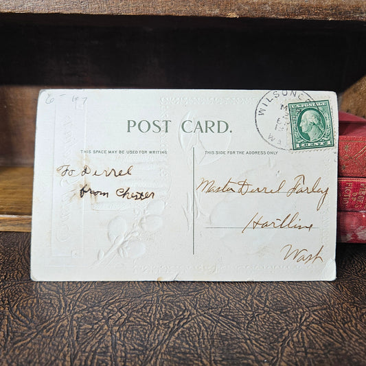 Antique Easter Postcard Chick Egg Embossed Vintage Greeting Card