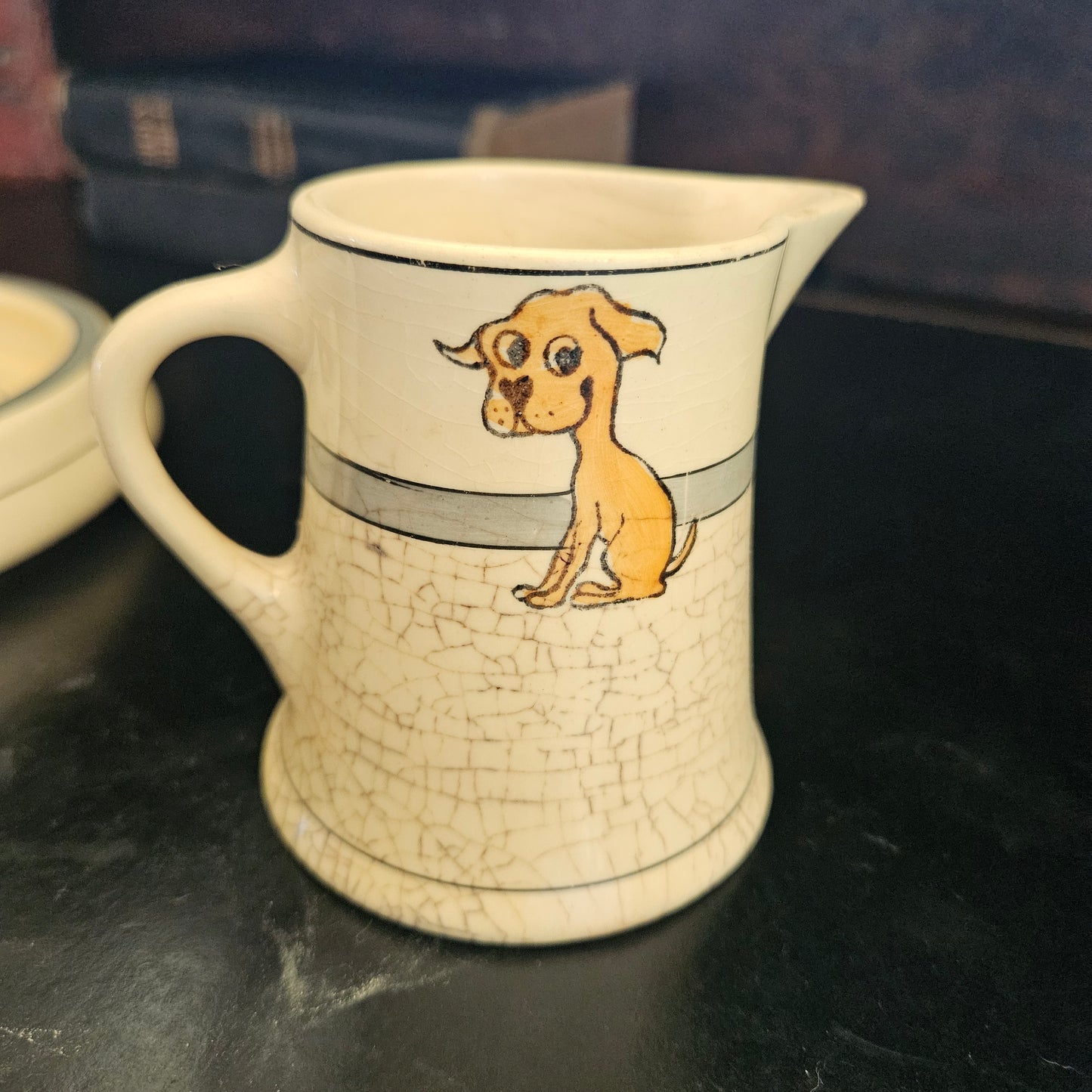 Roseville Juvenile Dog Creamer Vintage Nursery Pottery Pitcher