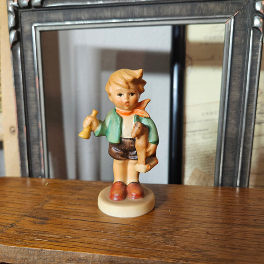 Vintage Goebel Boy Figurine Toy Horse Horn W Germany