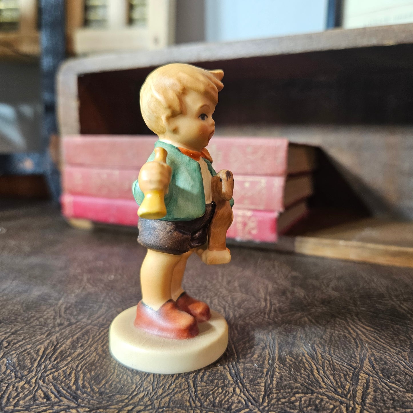 Vintage Goebel Boy Figurine Toy Horse Horn W Germany